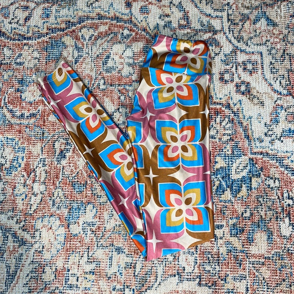 Goldsheep Retro Floral Full Length Leggings SZ XS EUC